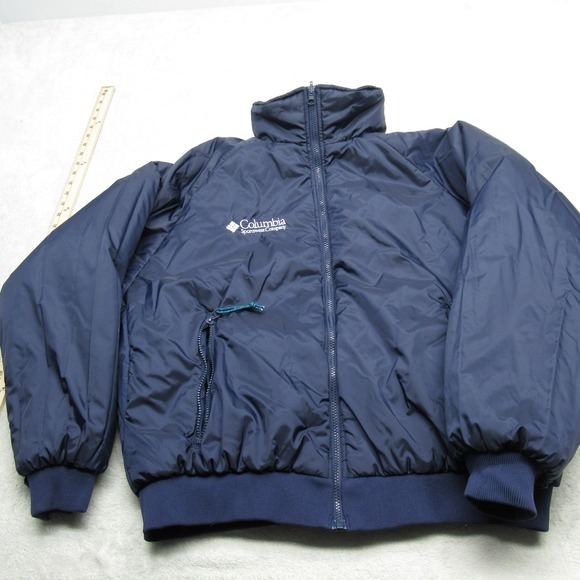 Vintage Columbia Jacket Mens XL Blue Maroon Insulated Reversible Full Zip Bomber - Picture 2 of 12